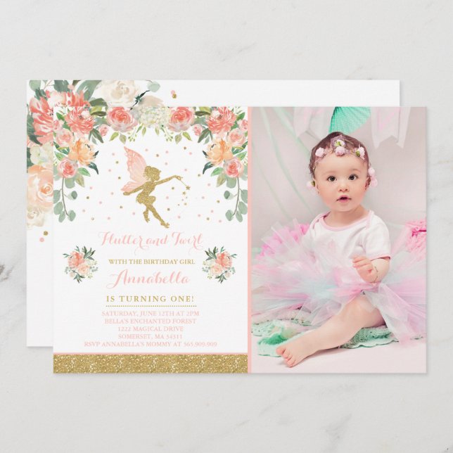 Fairy Birthday Invitation Whimsical Magical Party (Front/Back)