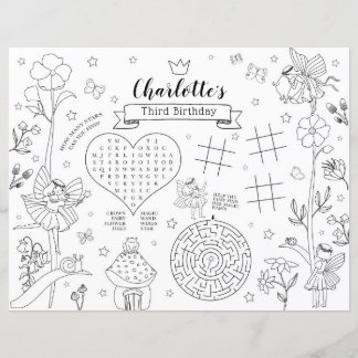 Fairy Birthday Party Colouring Placemat