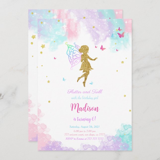 Fairy Birthday Party  Invitation (Front/Back)