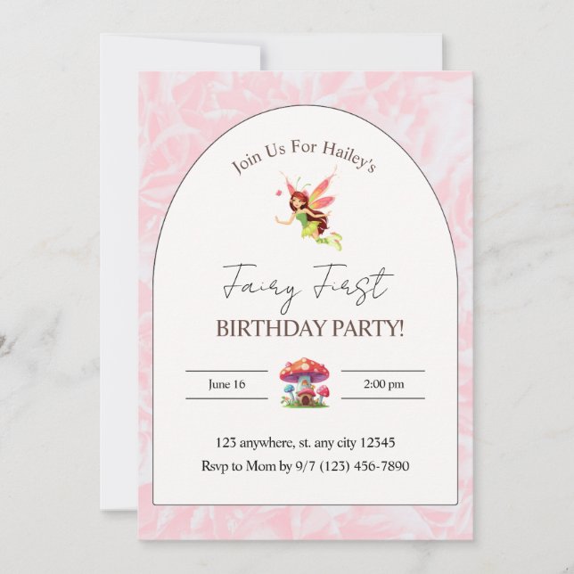 Fairy Birthday Party Vertical Invitation (Front)