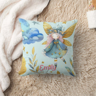 Fairy Birthday Teal Gold Pink Princess Fairytale Cushion