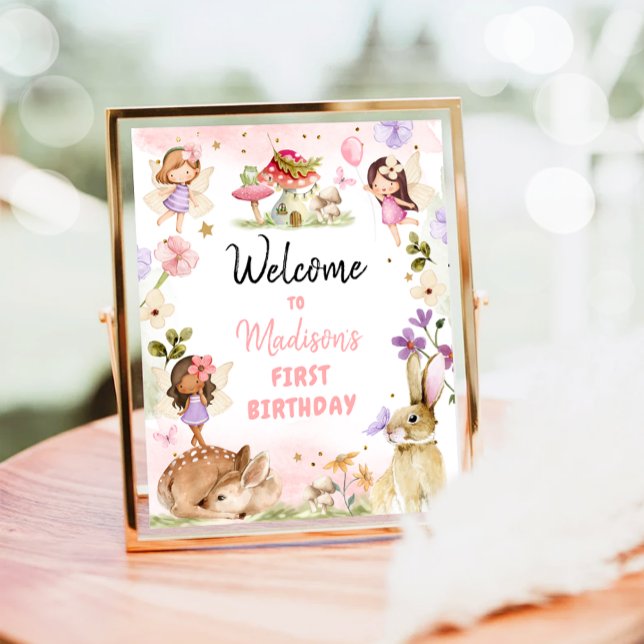 Fairy Birthday Welcome Enchanted Forest Girl Pink  Poster (Creator Uploaded)