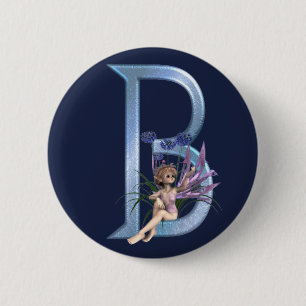 Fairy Blue Monogram B 6 Cm Round Badge