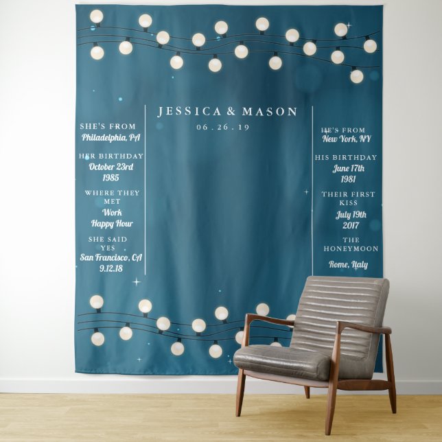 Fairy Bokeh String Lights Garland Wedding Backdrop Tapestry (In Situ)