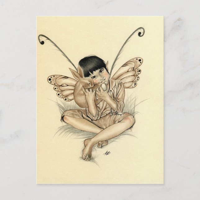 Fairy Boy Bunny Postcard (Front)