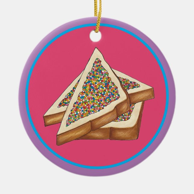 Fairy Bread Hundreds and Thousands Australian Food Ceramic Ornament (Front)
