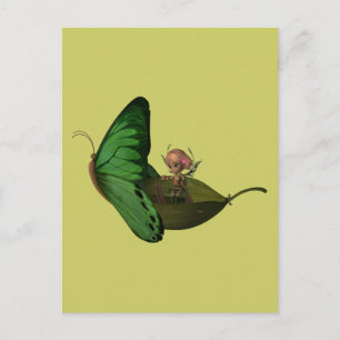 Fairy & Butterfly Boat Postcard
