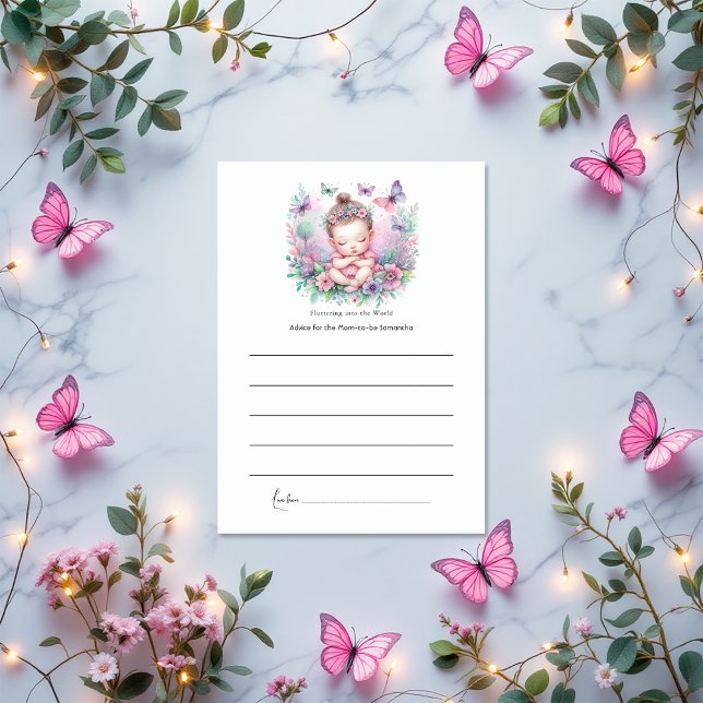 Fairy & Butterfly Garden Flutter Love Baby Shower Advice Card (Fairy & Butterfly Garden Flutter Love Baby Shower Advice Card)