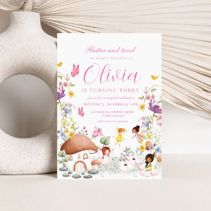  Fairy Butterfly Garden Pixie Girls Flowers Invitation