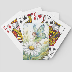 Fairy Butterfly In a Daisy Garden Playing Cards
