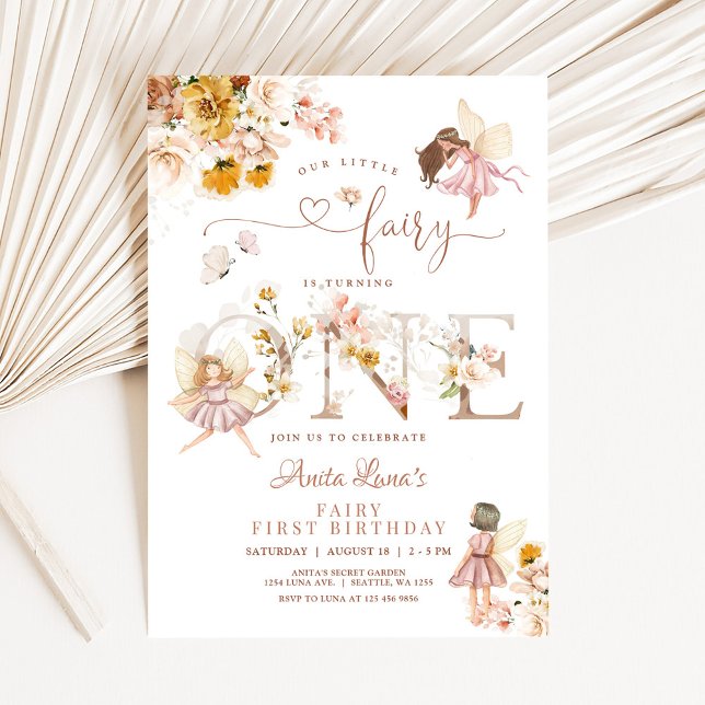Fairy Butterfly Magical Wildflower 1st Birthday Invitation (Creator Uploaded)
