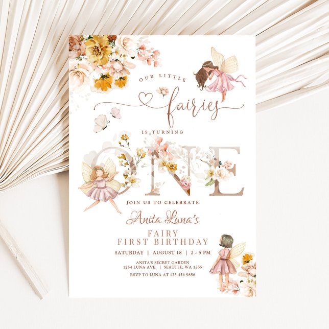 Fairy Butterfly Magical Wildflower 1st Birthday Invitation (Creator Uploaded)