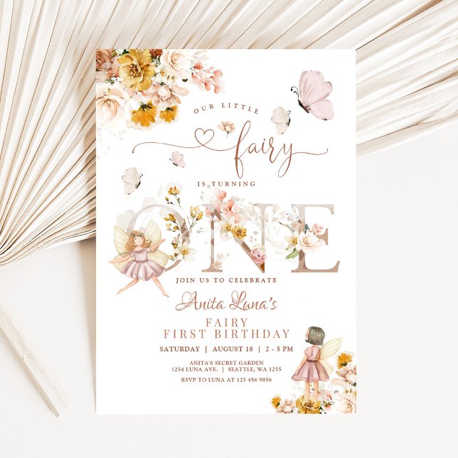 Fairy Butterfly Magical Wildflower 1st Birthday Invitation (Creator Uploaded)