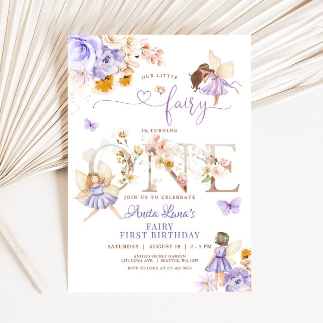 Fairy Butterfly Magical Wildflower 1st Birthday Invitation (Creator Uploaded)