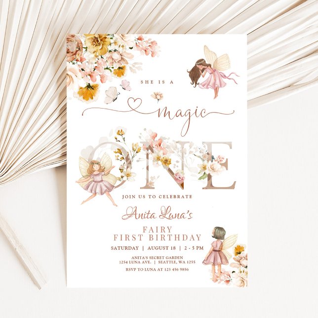 Fairy Butterfly Magical Wildflower 1st Birthday Invitation (Creator Uploaded)