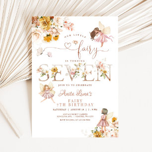 Fairy Butterfly Magical Wildflower 7th Birthday Invitation