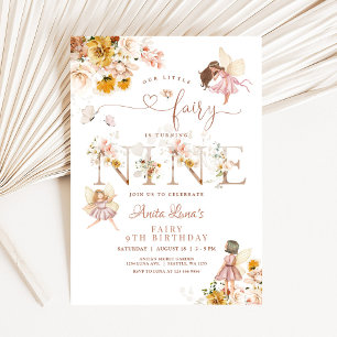 Fairy Butterfly Magical Wildflower 9th Birthday Invitation