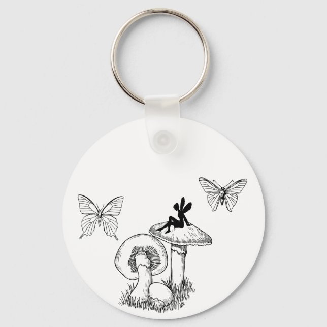 Fairy butterfly mushroom keychain (Front)