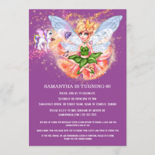 Fairy butterfly princess pony magic glitter girls invitation