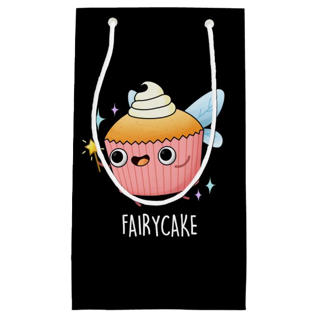 Fairy Cake Funny Cupcake Pun Dark BG Small Gift Bag (Front)