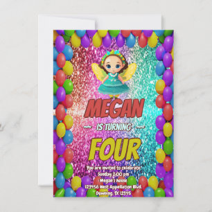 Fairy Cartoon birthday invite for kids