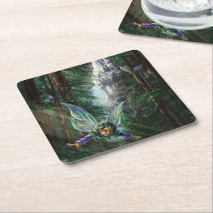 Fairy Castle Forest Square Paper Coaster