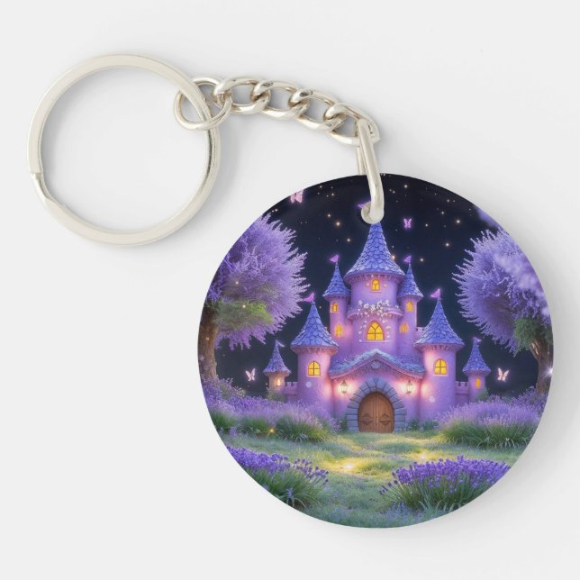 Fairy Castle of the Hidden Lavender Grove Key Ring (Front)