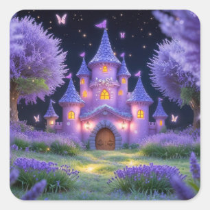 Fairy Castle of the Hidden Lavender Grove Square Sticker