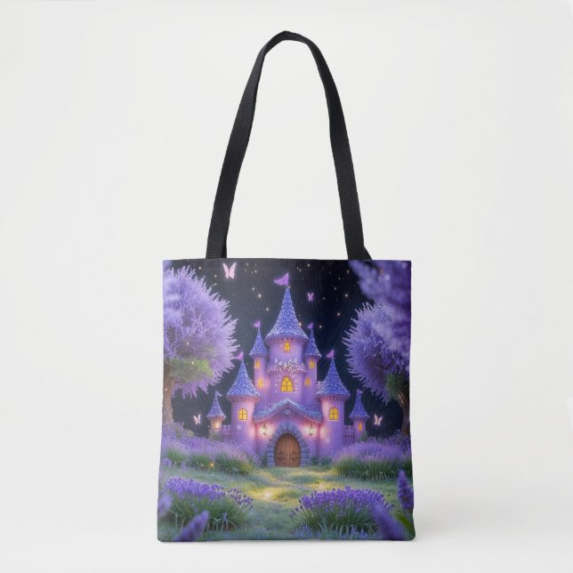 Fairy Castle of the Hidden Lavender Grove Tote Bag (Front)