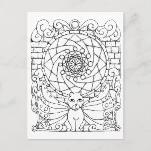 Fairy Cat and Rose Window Postcard
