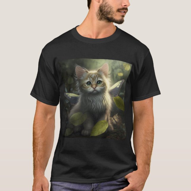 Fairy cat sitting in the grass T-Shirt (Front)