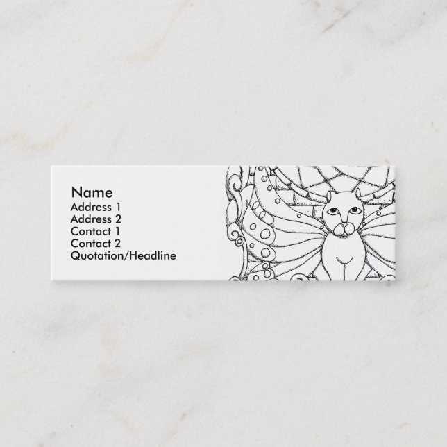 Fairy Cat with Butterfly wings Mini Business Card (Front)