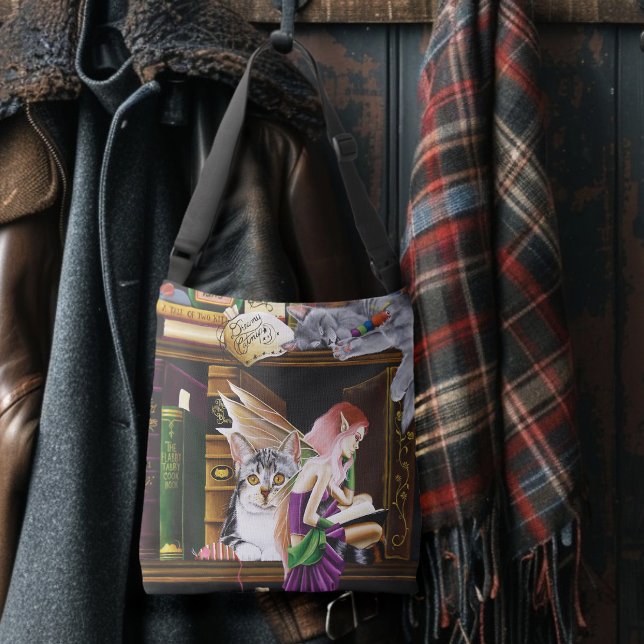 Fairy Cats Books Library Fantasy Crossbody Bag (Creator Uploaded)