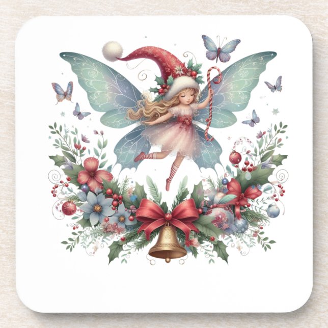 Fairy Christmas Butterfly  Coaster (Front)