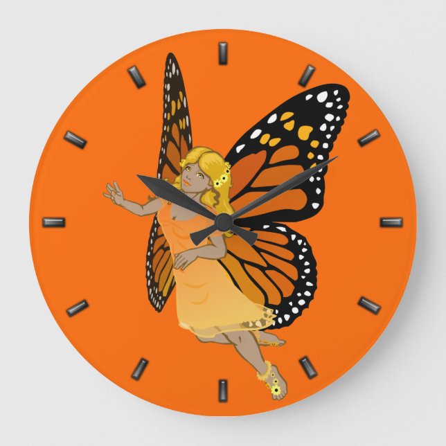 Fairy Clock Butterfly Faeries Wall Clock Fairy Art (Front)
