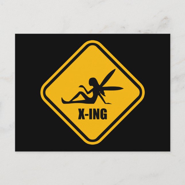 Fairy Crossing Street Sign Postcard (Front)