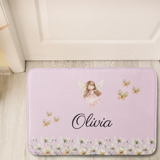 Fairy Cute Garden Enchanted Personalised Name Bath Mat (Creator Uploaded)