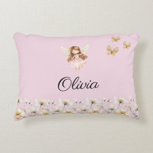 Fairy Cute Garden Enchanted Personalised Name Decorative Cushion