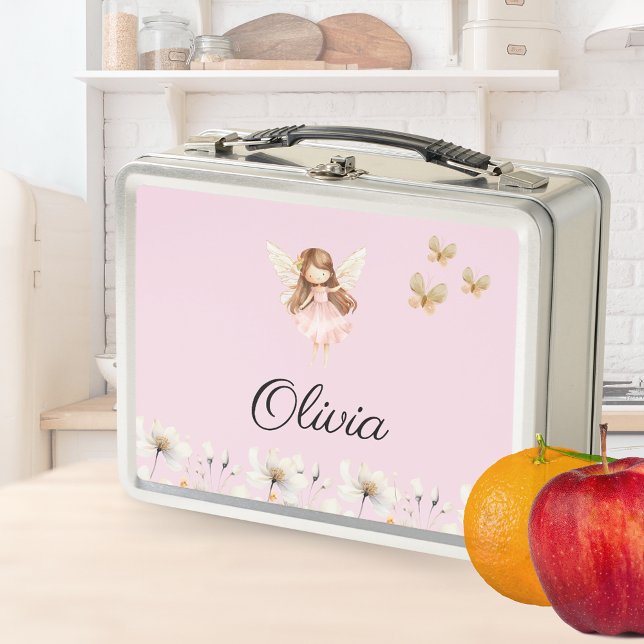 Fairy Cute Garden Enchanted Personalised Name Metal Lunch Box (Creator Uploaded)