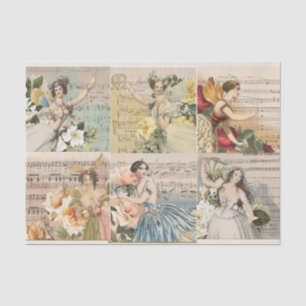 Fairy Dancer Collage Sheet Music Decoupage Tissue 
