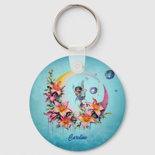 Fairy dancing on the moon key ring