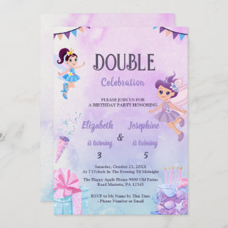 Fairy Double Birthday Party For Girls Invitation