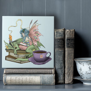 Fairy Dragon Books Tea Friendship  Ceramic Tile