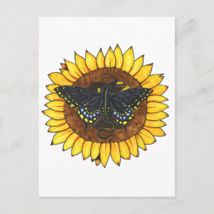 Fairy Dragon on Sunflower Postcard