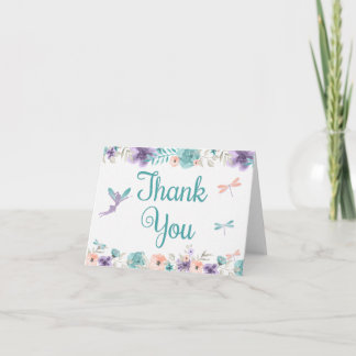 Fairy Dragonfly Floral Thank Card