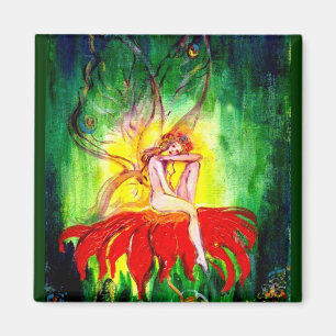 FAIRY DREAMING ON THE FLOWER MAGNET