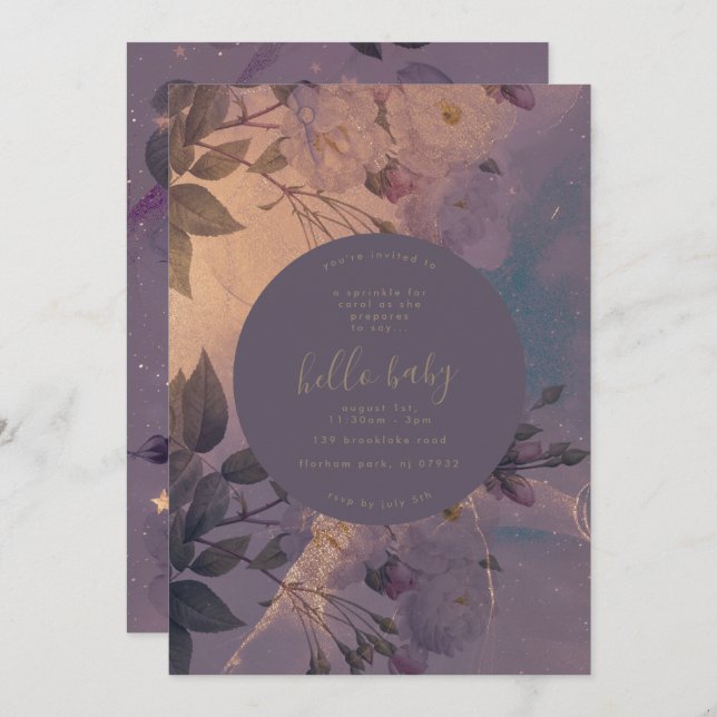 Fairy Dust Floral Shades | Baby in Bloom | Elegant Invitation (Front/Back)