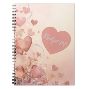 fairy Dusty Rose Heart Cascade Abstract monogram Notebook