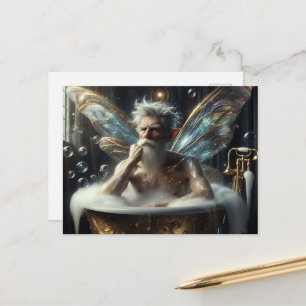Fairy Elder man in the Bubblebath Postcard