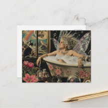 Fairy elder woman with Grey Hair in the bathtub